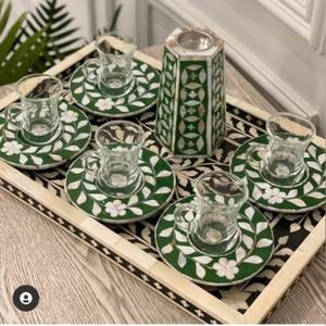 Juego de bandejas de servir de madera de acacia pulida con incrustaciones de nácar estilo animal, color y tamaño personalizados para uso en el hogar, hoteles y restaurantes - Product Image 1