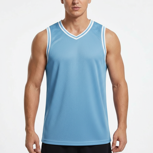 เสื้อบาสเก็ตบอลผู้ชายสไตล์สตรีทแวร์ แขนกุด ผ้าตาข่าย ระบายอากาศได้ดี เสื้อกล้ามลำลองสำหรับออกกำลังกาย ขายส่ง - Product Image 1