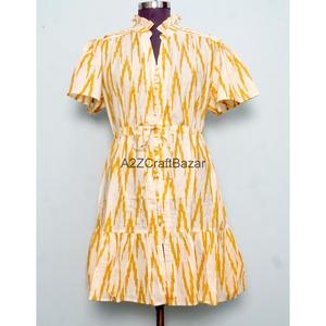 Robe 100% coton à manches courtes pour femmes, conçue pour des sorties simples et élégantes, avec un tissu doux et un style moderne et chic. - Product Image 2