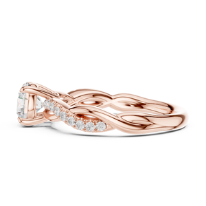 Anillo Solitario de Moissanita de Corte Redondo con Tallo Trenzado – Anillo de Plata de Ley Chapado en Oro Rosa de 14K, Joyería para Ella - Product Image 2
