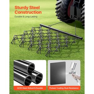 จอบลากดินขนาด 5 x 4.5 ฟุต ทนทาน พร้อมฟันคม 60 ซี่ อุปกรณ์เสริมสำหรับรถ ATV/UTV/รถแทรกเตอร์ สำหรับเตรียมดิน เครื่องจักรกลการเกษตร - Product Image 2