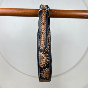 Collar de perro con diseño de girasol de cuero genuino mecanizado a mano con hebilla de Metal ajustable de alta calidad 2025, accesorios para mascotas - Product Image 4