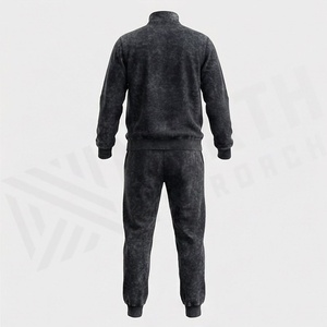 Survêtement de course athlétique décontracté pour homme avec fermeture éclair intégrale, pantalon de survêtement évasé personnalisé, imprimé uni, couleur personnalisable - Product Image 2