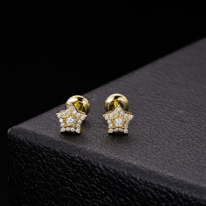 <b>Mens</b> Star Stud <b>Earrings</b> 925 <b>Silver</b> Moissanite Diamond Star <b>Earrings</b> Round Cut Sparkle Gold Tone Casual Gift Jewelry For <b>Men</b> Sets - Product Image 4