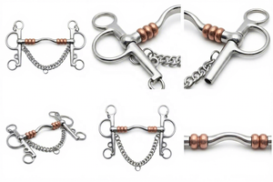 Mors de cheval Western en acier inoxydable avec rouleau en cuivre et maillons de chaîne - Product Image 3