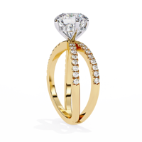 Bague de fiançailles en moissanite taille ronde avec bande croisée, bijou de mariage solitaire pour femme