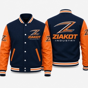 Veste universitaire bleu marine pour homme ZIAKOT INDUSTRY avec logo doré, boutons sur le devant, style preppy, coupe régulière, coupe-vent, pour l'automne - Product Image 4
