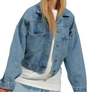 Chaqueta vaquera holgada de mujer OEM/ODM con botones, estilo grunge, lavada y desgastada, versátil y a la moda - Product Image 1
