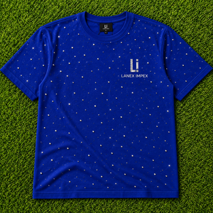 เสื้อยืดคอกลมสีน้ำเงินรอยัลประดับเพชรเทียมทรงโอเวอร์ไซส์สำหรับผู้ชาย สไตล์สตรีทแวร์ลำลอง แขนสั้น ลายกราฟิกวิบวับ แฟชั่น - Product Image 6