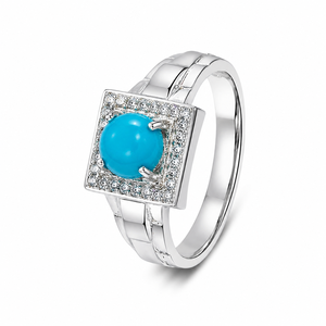 <b>Turquoise</b> and Diamond <b>Ring</b> in 925 Sterling Silver - Product Image 4