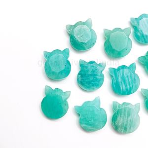 Cuentas talladas a mano de piedras preciosas sueltas con cara de gato de amazonita Natural, cuentas talladas facetadas de amazonita para la fabricación de joyas a precio mayorista - Product Image 2