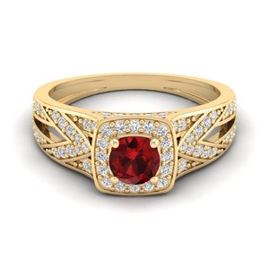 REYES Luxury 14K Solid Gold Round Cut 0.4 Carat Garnet Gemstone Halo <b>Ring</b> GRA Certified Moissanite Engagement <b>Rings</b> For Her - Product Image 6
