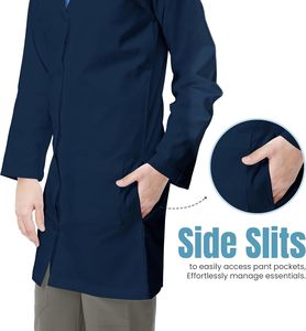 Blouse de laboratoire en jean unisexe personnalisée professionnelle Modèle A04 pour médecins, infirmières, usage hospitalier, détection d'aiguilles, fusion sans couture - Product Image 2