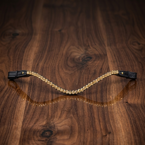 Nouvelle mèche de tête pour cheval en cuir noir anglais, forme Deep Wave, avec une rangée de cristaux ronds en diamant argenté, pour la course. - Product Image 2
