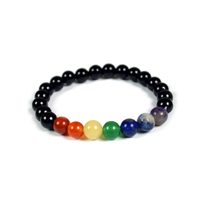 Bracelet de guérison Reiki en obsidienne noire de haute qualité avec perles des sept chakras, cadeau romantique, mode unisexe, énergie - Product Image 1
