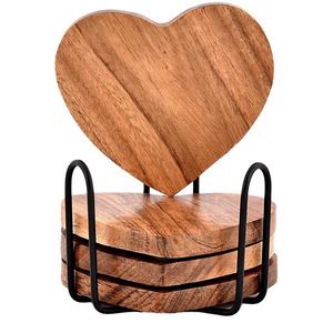 Juego de Posavasos de Madera de Acacia Natural Personalizado para Desayuno, Té, Café, al Mejor Precio - Product Image 1