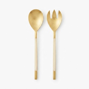 Silver Plated Stainless Steel <b>Salad</b> Server Set Serving Fork and Spoon Vintage Tableware for Restaurant and Hotel Bulk Supply - Product Image 2