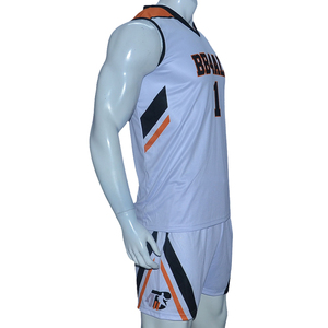Custom Sublimation Anti Bacterial 100% Polyester Basketball Uniform Set with Team <b>Name</b>-Quick Dry Mesh Fabric V-neck Side Pockets - Product Image 3