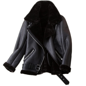 Chaqueta de Motociclista Personalizada de Cuero de Oveja Genuino para Mujer, Forro Grueso de Seda, Secado Rápido, Abrigo de Invierno - Product Image 1