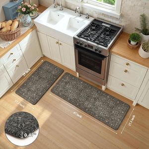 2 Tappeti Antifatica per Cucina, Impermeabili, Stile Rustico Verde Vintage, Antiscivolo, Tappeti Ammortizzati per il Comfort in Cucina - Product Image 1