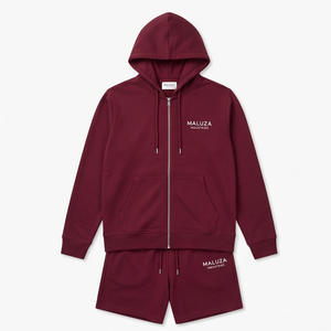 Conjunto Deportivo de 2 Piezas con Capucha, Talla Grande, Unisex, para Verano, con Logotipo Personalizado, Transpirable, Ecológico, de Peso Medio, Camiseta de Manga Larga y Pantalones Cortos - Product Image 1