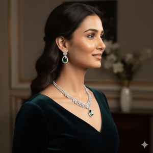 Elegante conjunto de collar de latón para mujer con diseño elegante, joyería ligera y brillo duradero para fiestas y uso casual, procedente de la India. - Product Image 4