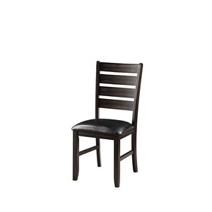 Juego de 2 sillas laterales Urbana de cuero sintético negro y acabado espresso para comedor - Product Image 1