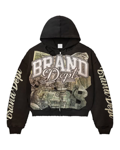 Sudadera con capucha y cremallera Distressed Street Icon, 100% algodón, estampado gráfico digital, colección urbana de lujo y moda premium - Product Image 2