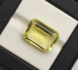 Piedra Preciosa de Cuarzo Limón Natural, Cuarzo Limón Amarillo 18X13 mm, Corte Esmeralda, para Joyería, 14.75 Quilates, Piedra Preciosa Suelta para Joyería - Product Image 4