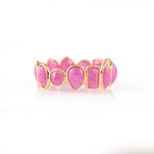 18K Gold Ruby Eternity Band-Micro Insert Pave Setting Wedding Ring - Product Image 6