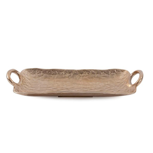 Rustic <b>Black</b> Aluminium Hammered <b>Serving</b> <b>Tray</b> Textured Metal Rectangular Platter with Dual Ring Side Handles - Product Image 4