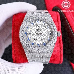 Montre Tonneau pour Homme en Acier Inoxydable ICED OUT 42mm, Lunette Diamantée, Verre Saphir, Quartz Analogique, Luxe Tendance, Fermoir Pliant - Product Image 1