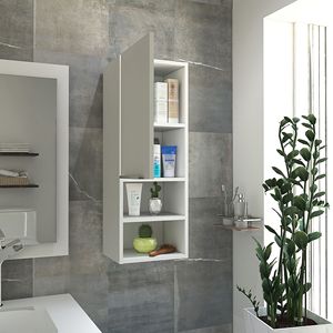 Mobiletto da Bagno Mila a Singola Anta Bianco con Due Ripiani Interni e Due Esterni - Product Image 5
