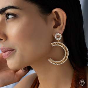 ต่างหูคริสตัลรูปตัว C ห้อยคริสตัลป้องกันการเสื่อมเสีย - Product Image 3