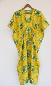 Kaftan maxi tie-dye fait main pour femme, 100 % coton écologique, coupe ample, lavable, style bohème décontracté pour l'été et les vacances - Product Image 4