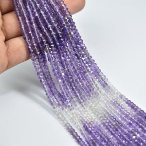 Perles d'améthyste facettées en forme de rondelle, perles de pierres précieuses d'améthyste naturelle pour la fabrication de bijoux, perles d'améthyste facettées en vrac, vente en gros - Product Image 2