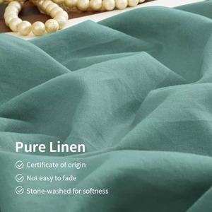 Parure de lit 4 pièces en lin 100% naturel pour lit Queen, respirante, douce et durable, vente en gros - Product Image 4