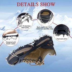 Dello stivale antiscivolo in acciaio inox da 19 pezzi con pinzatura per ghiaccio da neve per camminare-scarpe nere artigli accessori per sport invernali - Product Image 2