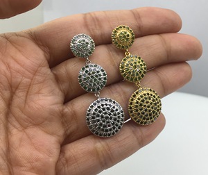 2.46 Cttw Green Natural Diamond Drop <b>Dangle</b> <b>Earrings</b> 925 Sterling <b>Silver</b>, Round Cut Prong Set <b>Earrings</b> for Women, Push Back - Product Image 3