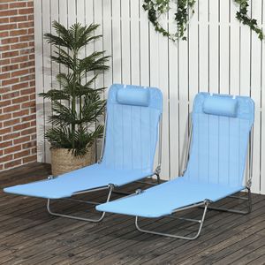 Set di 2 Sdraio Pieghevoli da Esterno per Piscina, Reclinabili con Schienale in Rete Traspirante, Cuscino per Prendere il Sole, Lettini Prendisole di Qualità Premium - Product Image 2