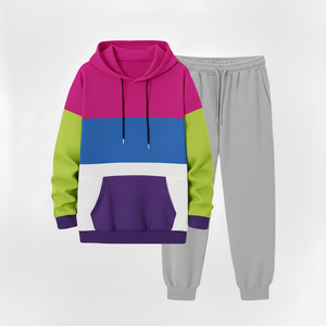 Conjunto Deportivo Informal con Capucha, Estampado, Unisex, Tallas Grandes, para Correr, Otoño, 100% Algodón, Ecológico - Product Image 3