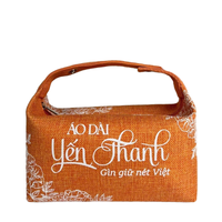 Sac fourre-tout en jute rouge avec logo personnalisé, poignée longue, petite taille, fermeture éclair, fabriqué à Hanoï, emballage pour bijoux, sac cadeau publicitaire