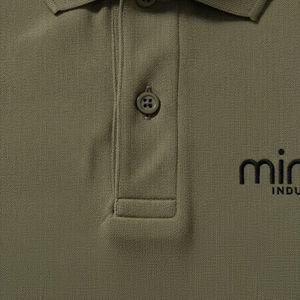 Polo en coton vert olive pour homme, manches courtes, couleur unie, décontracté, respirant, tissu Oxford, design de logo personnalisé sur le devant - Product Image 2