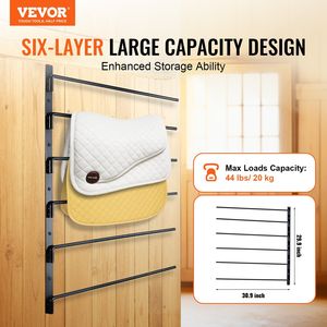 Porta Selle da Parete a Sei Livelli 30.9 X 29.9 X 5.5 Pollici, Supporto Salvaspazio per Selle e Imbottiture da Cavallo - Product Image 2