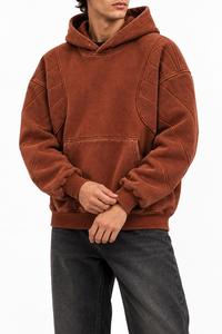 Sweat à capuche oversize pour homme, couleur unie, en molleton de coton, décontracté, avec poche avant, manches classiques, pour l'hiver, coupe ample, brodé, ODM, faible MOQ - Product Image 5