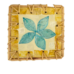 Tapis de table en rotin oriental avec incrustation géométrique en nacre, tissé à la main, pour cuisine moderne - Product Image 1
