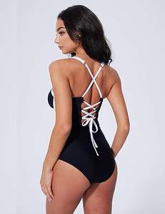 ชุดว่ายน้ำวันพีซสำหรับเด็กผู้หญิงสไตล์ใหม่ พร้อมปกแต่งระบายและลายจุด ท่อนบนแบบเสื้อกล้าม ท่อนล่างแบบบิกินี่ แห้งเร็วและเป็นมิตรกับสิ่งแวดล้อม - Product Image 6