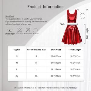 ชุดแสดงบนเวทีงานปาร์ตี้เต้นรำสำหรับผู้หญิง เสื้อครอปเมทัลลิกพร้อมกระโปรง ชุดที่คาดผมแบบตลกสำหรับธีมเอเลี่ยน - Product Image 6