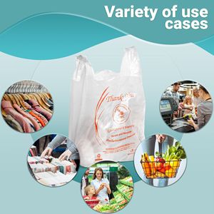 Paquet de 1000 sacs à provisions en plastique réutilisables pré-imprimés 12X6X22 microns d'épaisseur 13 microns pour magasins de détail restaurants sacs - Product Image 3