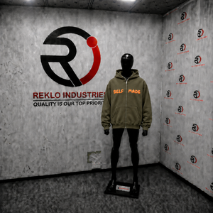 Custom Olive Zip Up <b>Hoodie</b> Oversized Streetwear Self Made <b>Orange</b> 3D Puff Print Logo Full Zipper Sweatshirt Unisex Wholesale Wear - Product Image 3